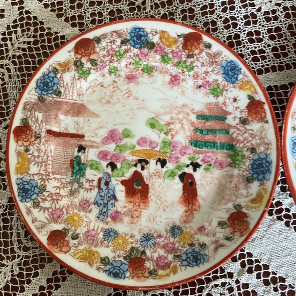 2 oriental plates euc Vintage made in Japan matching - Picture 2 of 5
